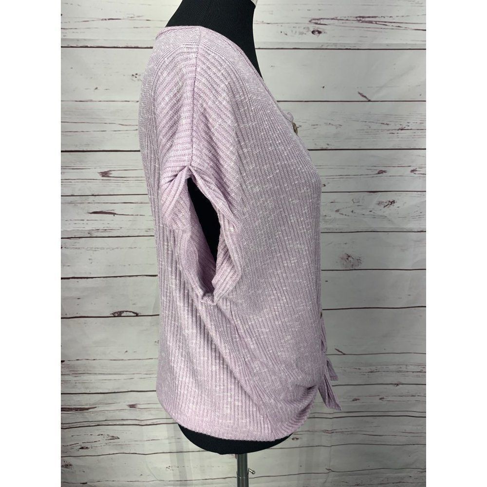 Bobbie Brooks Ladies Knot Front Button Front Lavender Size L Blouse - Picture 2 of 7